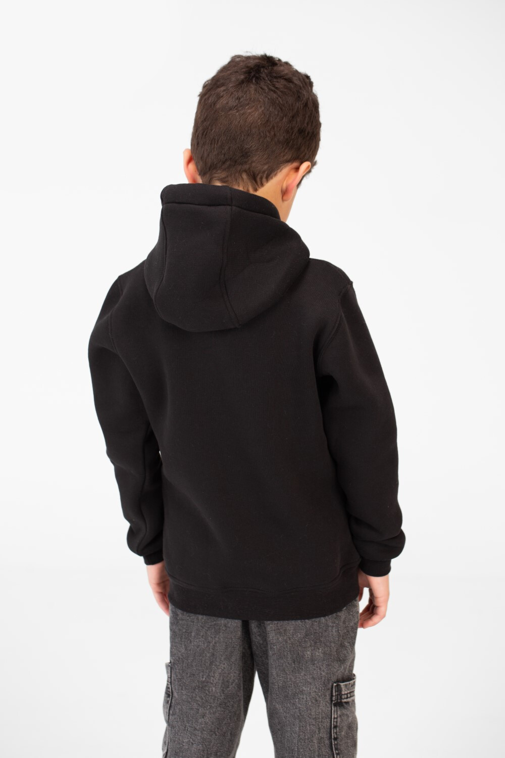 Boy's Basic Hoodie With Long Sleeves And Kangaroo Pocket