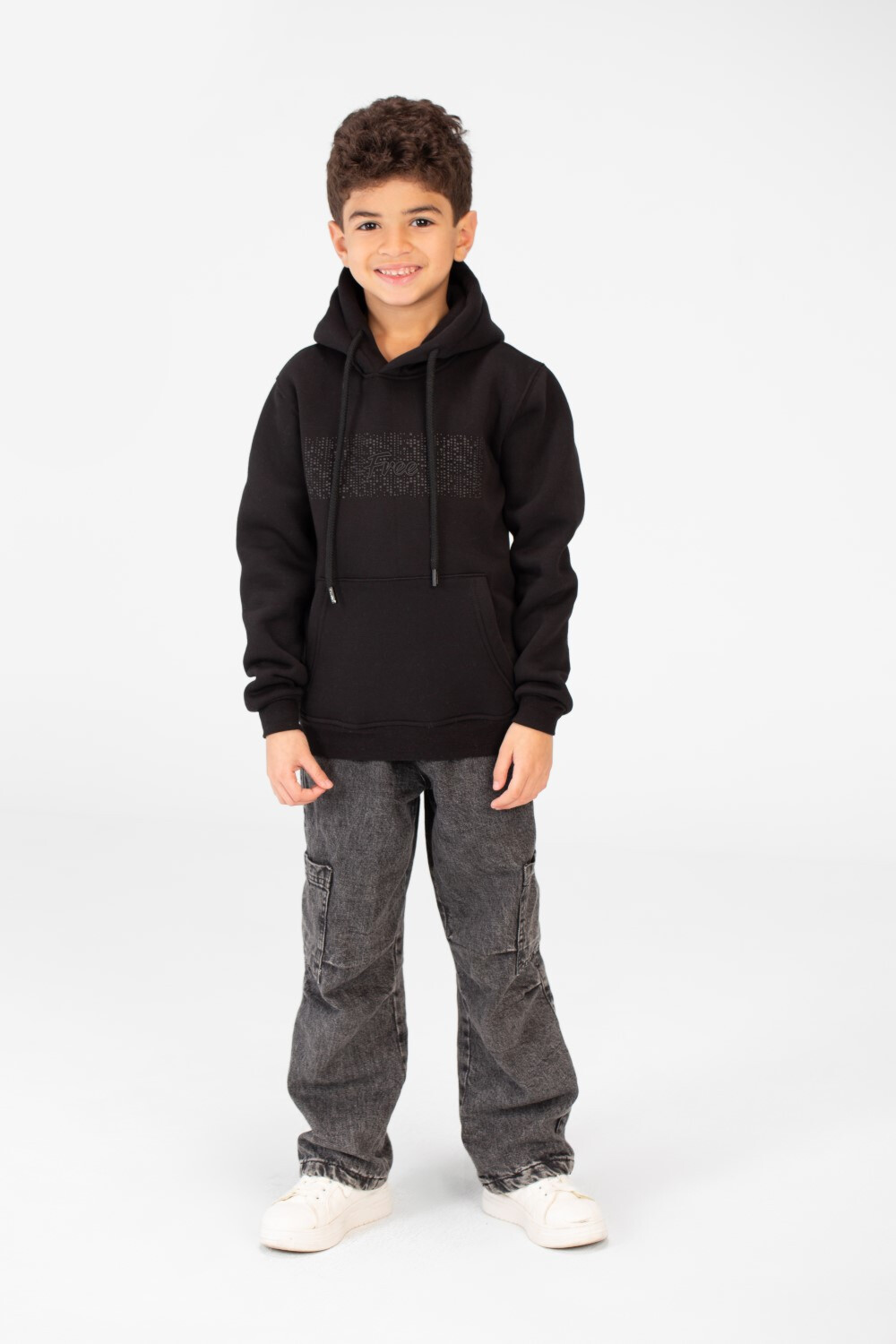 Boy's Basic Hoodie With Long Sleeves And Kangaroo Pocket
