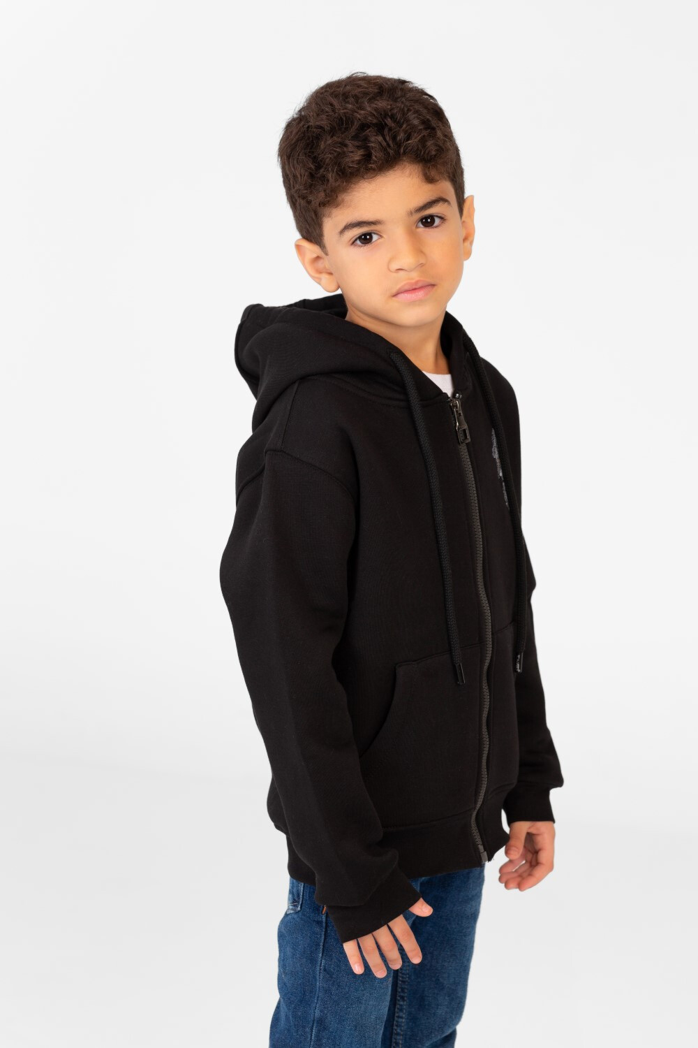 Boy's Hood Sweatshirt With Full Front Zipper