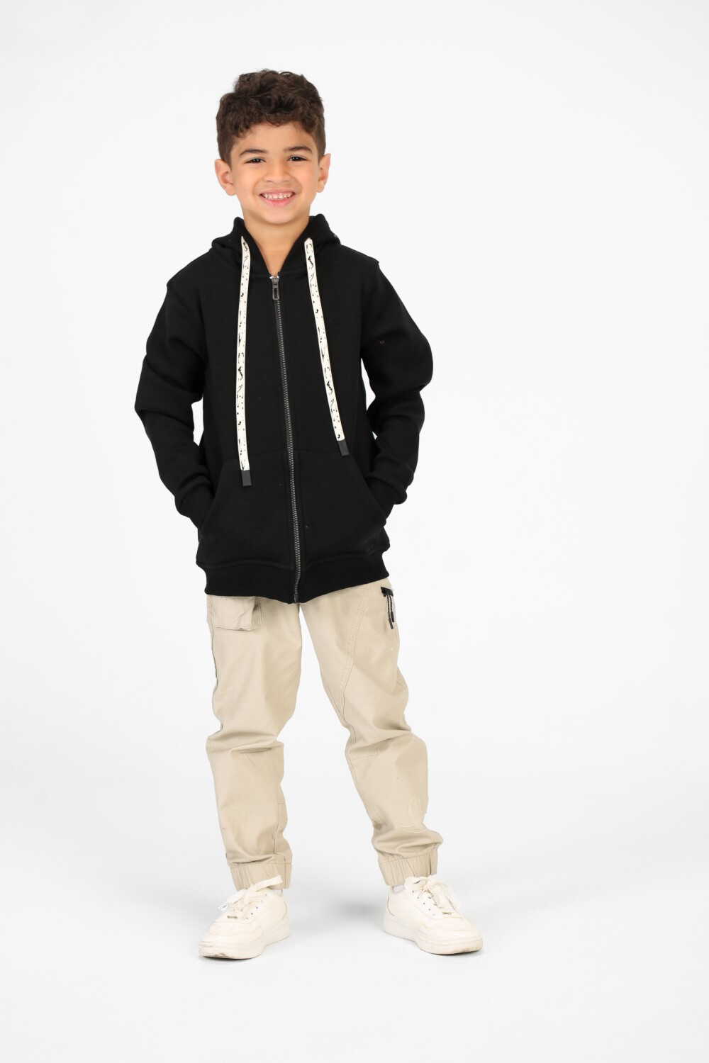 Boy's Basic Hood Sweatshirt With Full Zippers