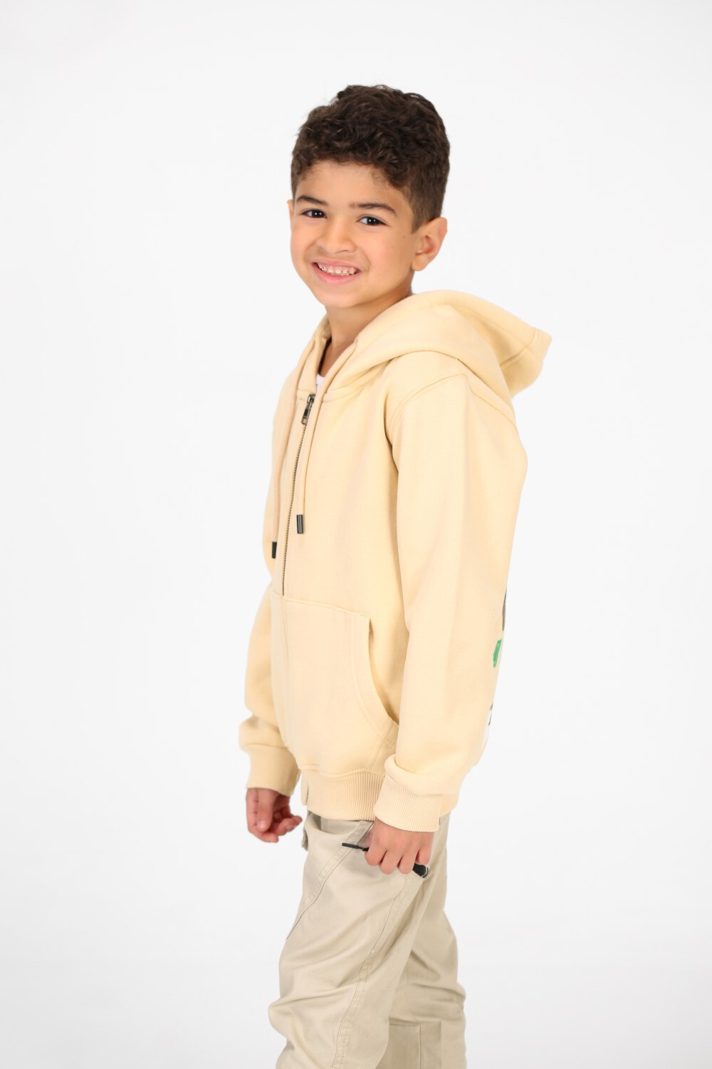 Boy's Full Zip Sweatshirt With Graphic Print On The Back