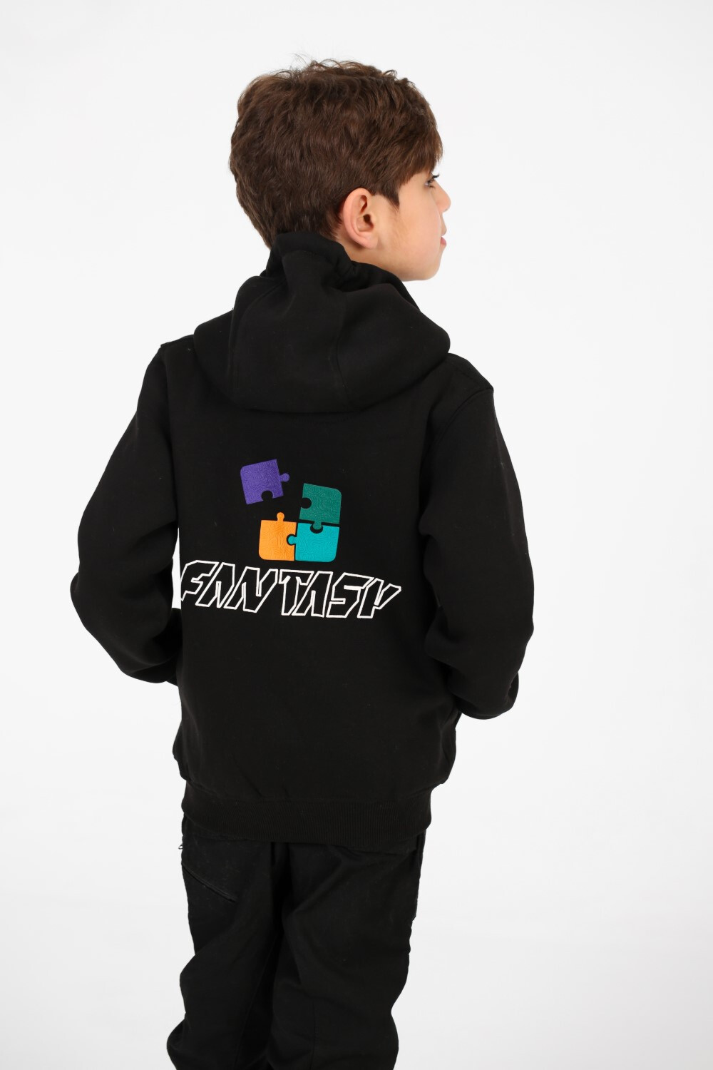 Boy's Printed Hooded Zip-Up Sweatshirt