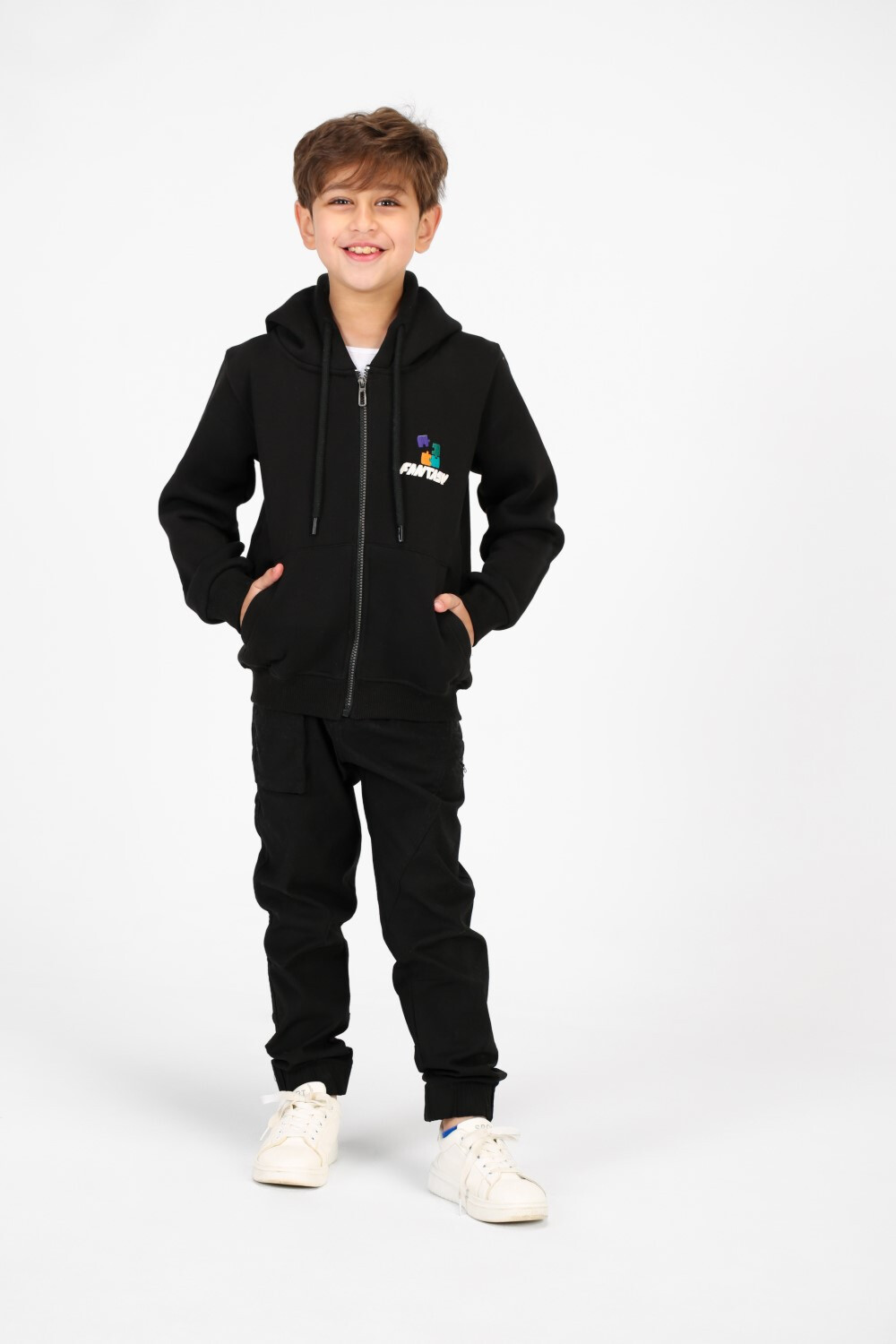 Boy's Printed Hooded Zip-Up Sweatshirt