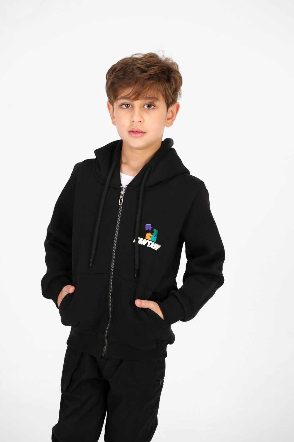 Boy's Printed Hooded Zip-Up Sweatshirt