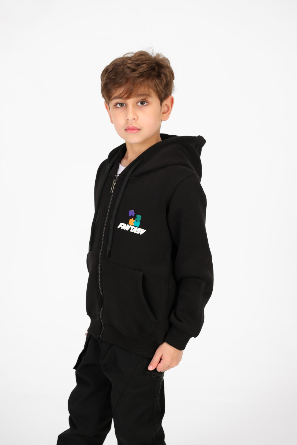 Boy's Printed Hooded Zip-Up Sweatshirt