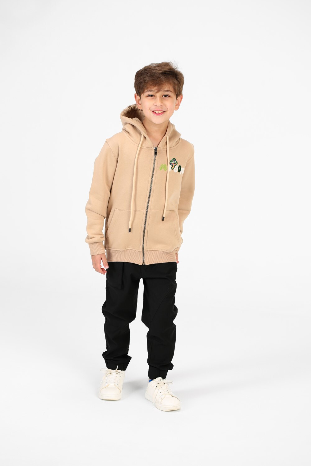 Boy's Zip-Up Hood Sweatshirt With Front Pockets