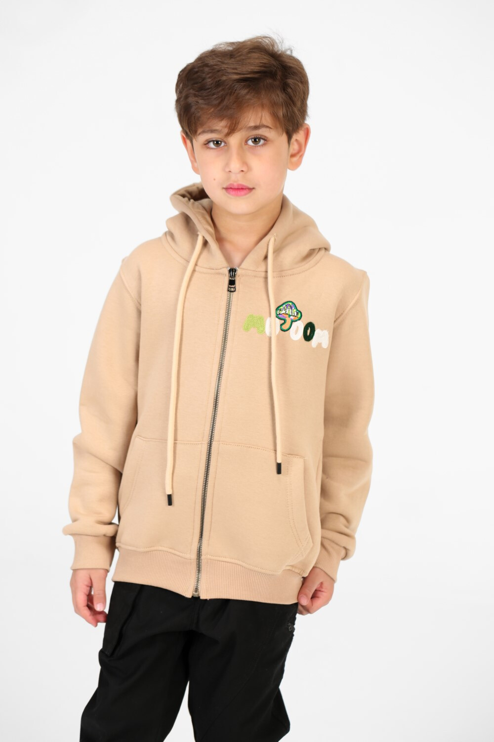Boy's Zip-Up Hood Sweatshirt With Front Pockets