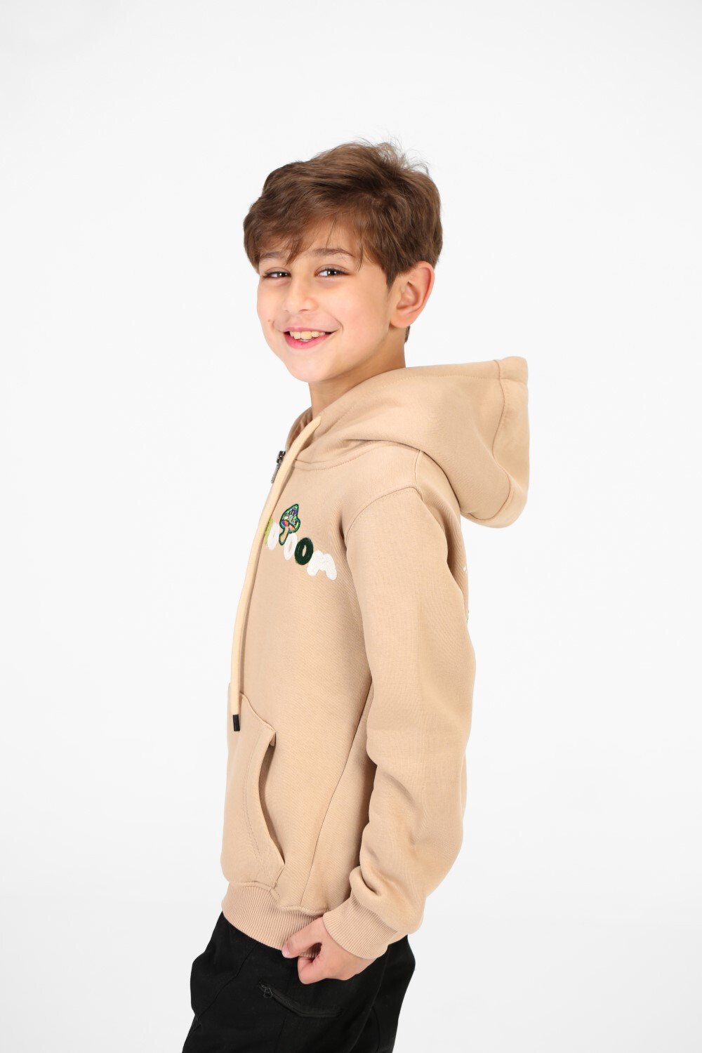 Boy's Zip-Up Hood Sweatshirt With Front Pockets