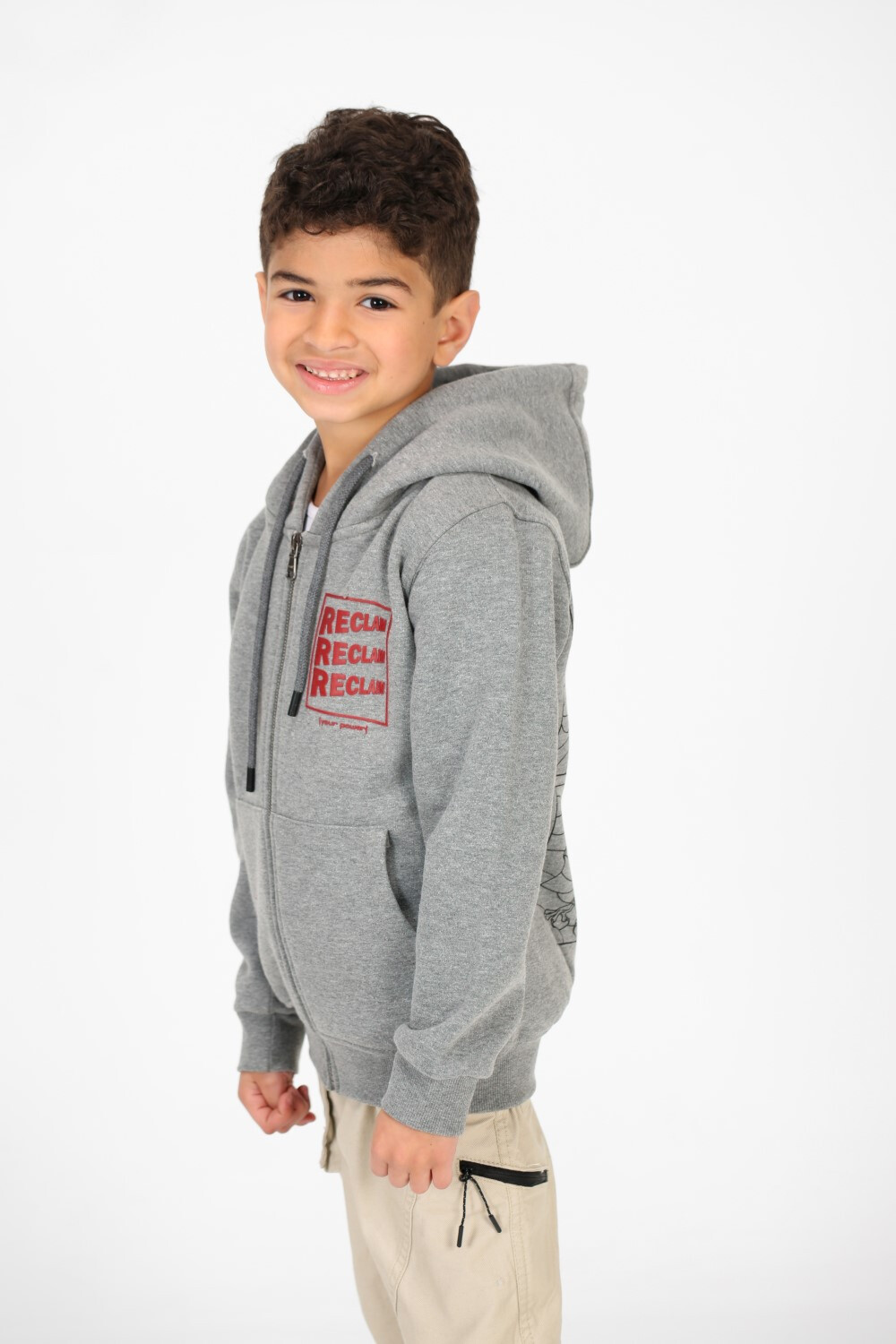 Boy's Printed Zip-Up Sweatshirt With Pockets And Long Sleeves