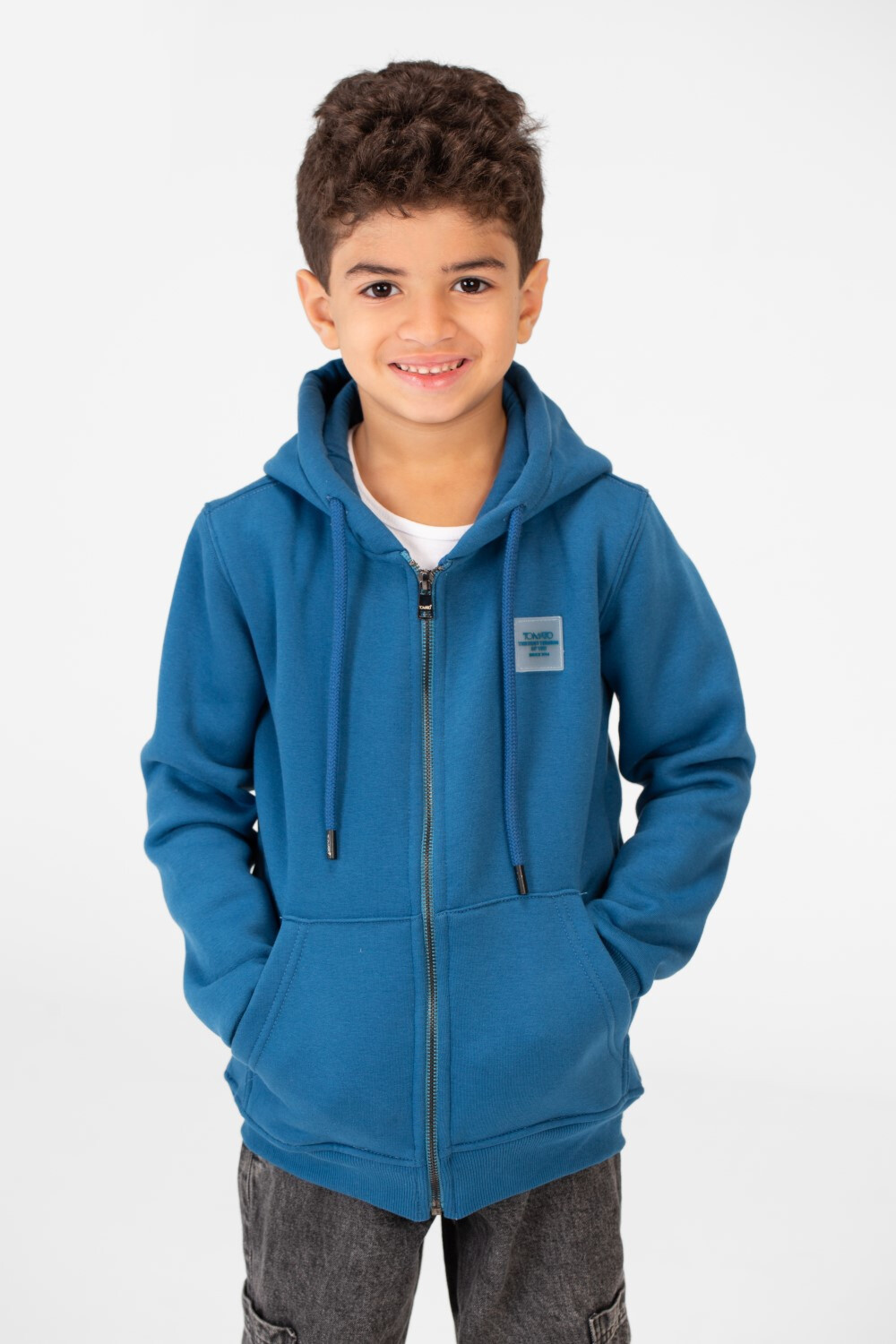 Boy's Tomato Hooded Sweatshirt With Full Zipper