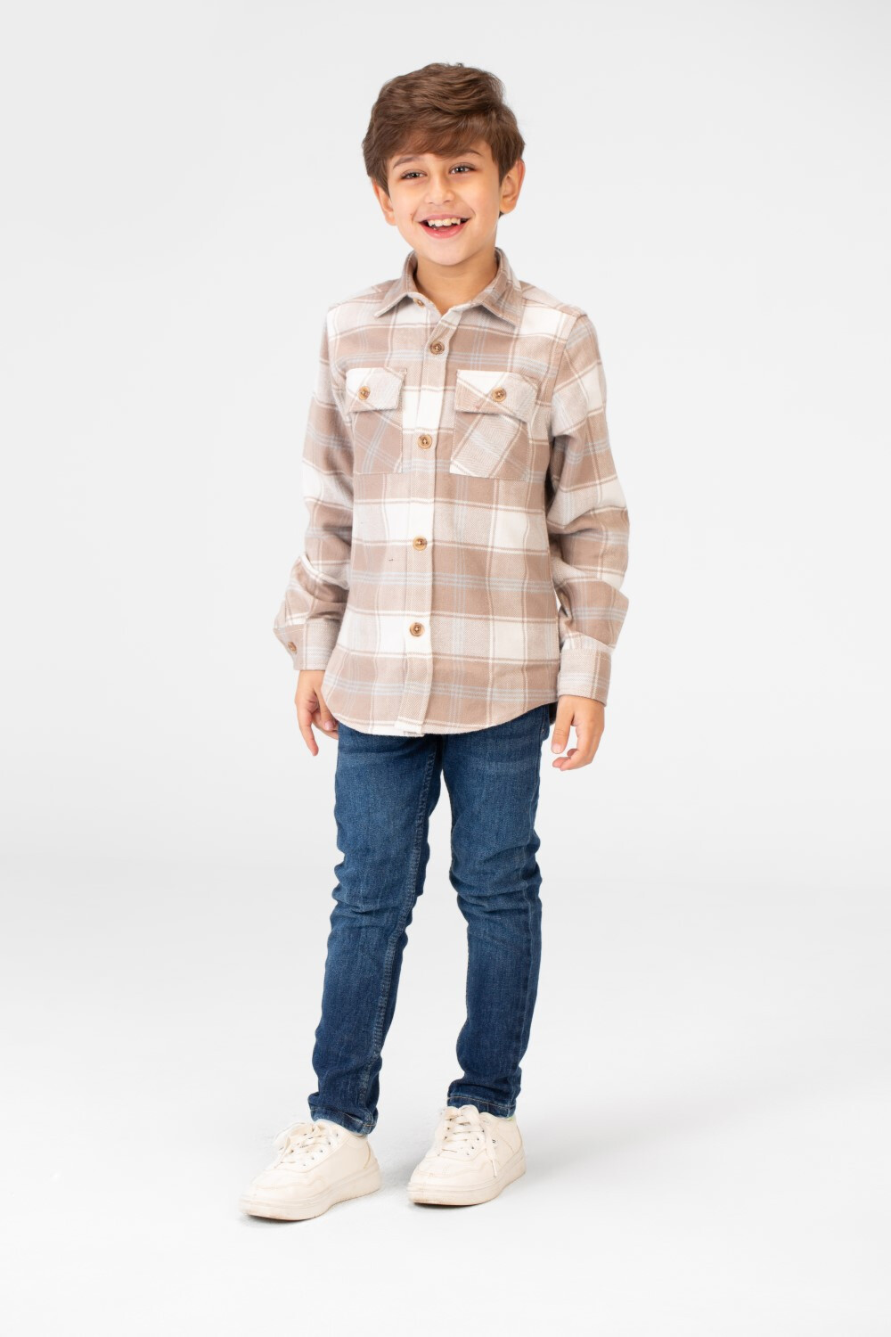 Boy's Winter Checked Shirt With Buttons 
