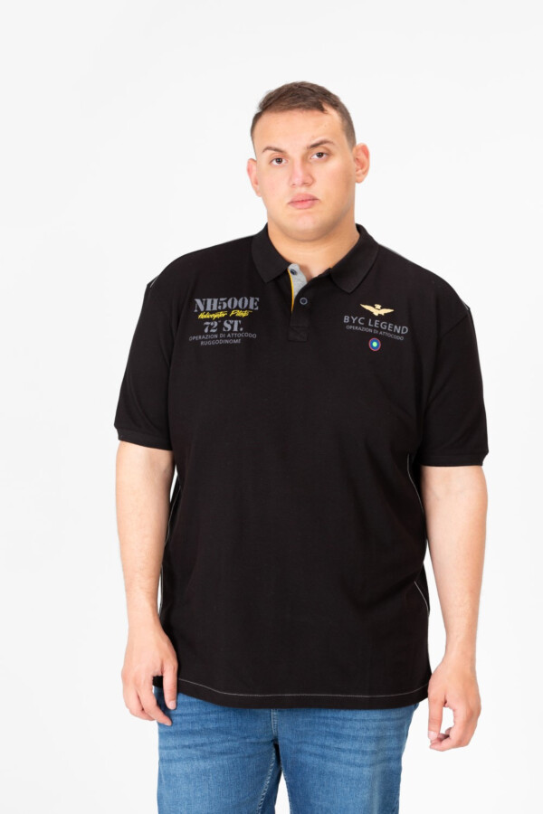 Men's Big Size Printed Half Button Polo T-Shirt