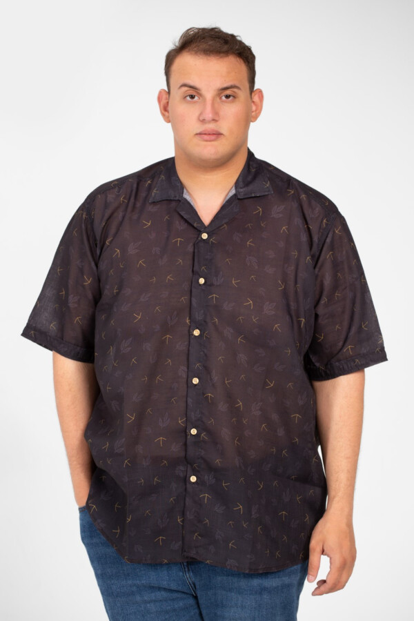 Men's Big Size Transparent Jakar All Over Print Short Sleeve Shirt