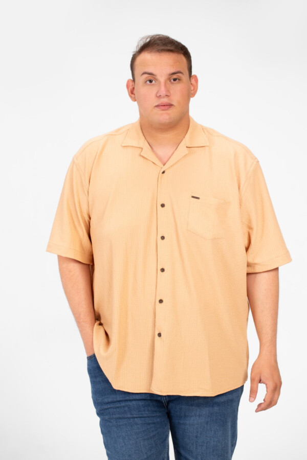 Men's Big Size Basic Short Sleeves Shirt With Collar And Front Pocket
