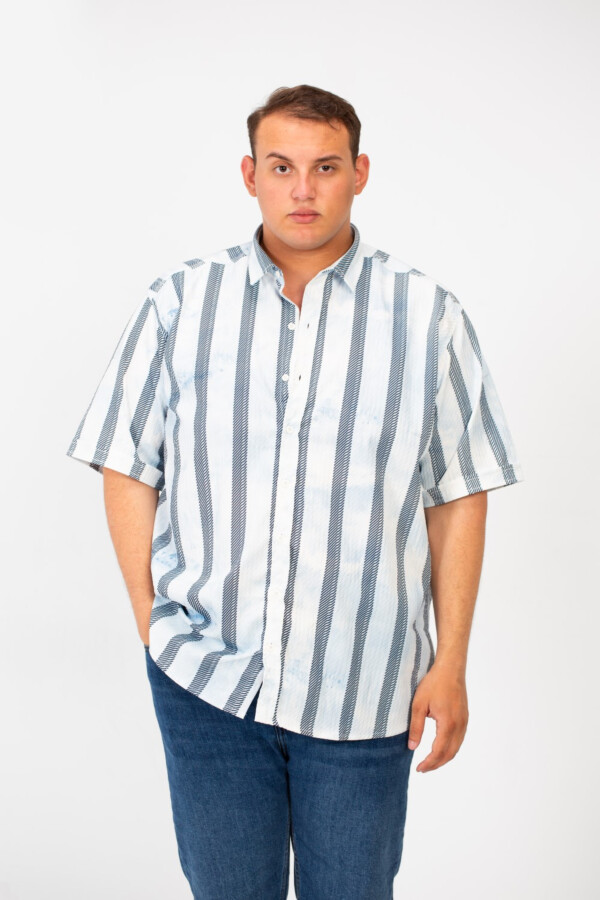 Men's Beige Striped Half Sleeved Shirt In Modern Design And Practical Material