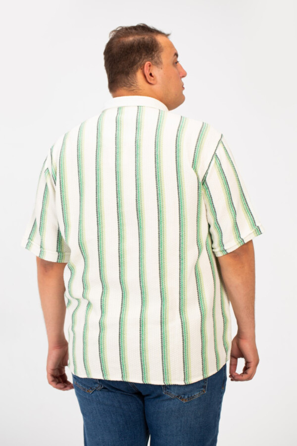 Men's Big Size Striped half sleeves Shirt With Modern Fabric And A Front Pocket
