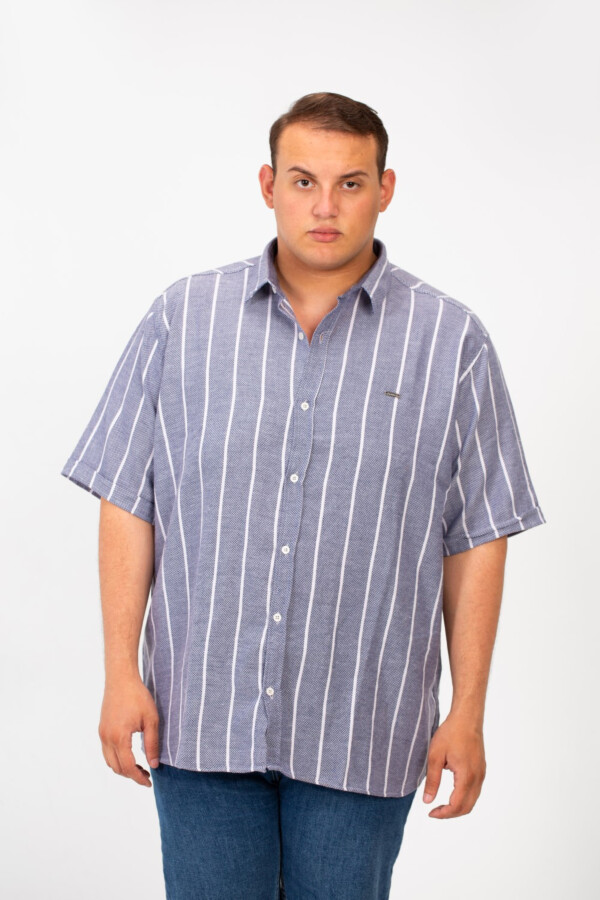Men's Tomato Big Size Half Sleeve Striped Button Front Shirt