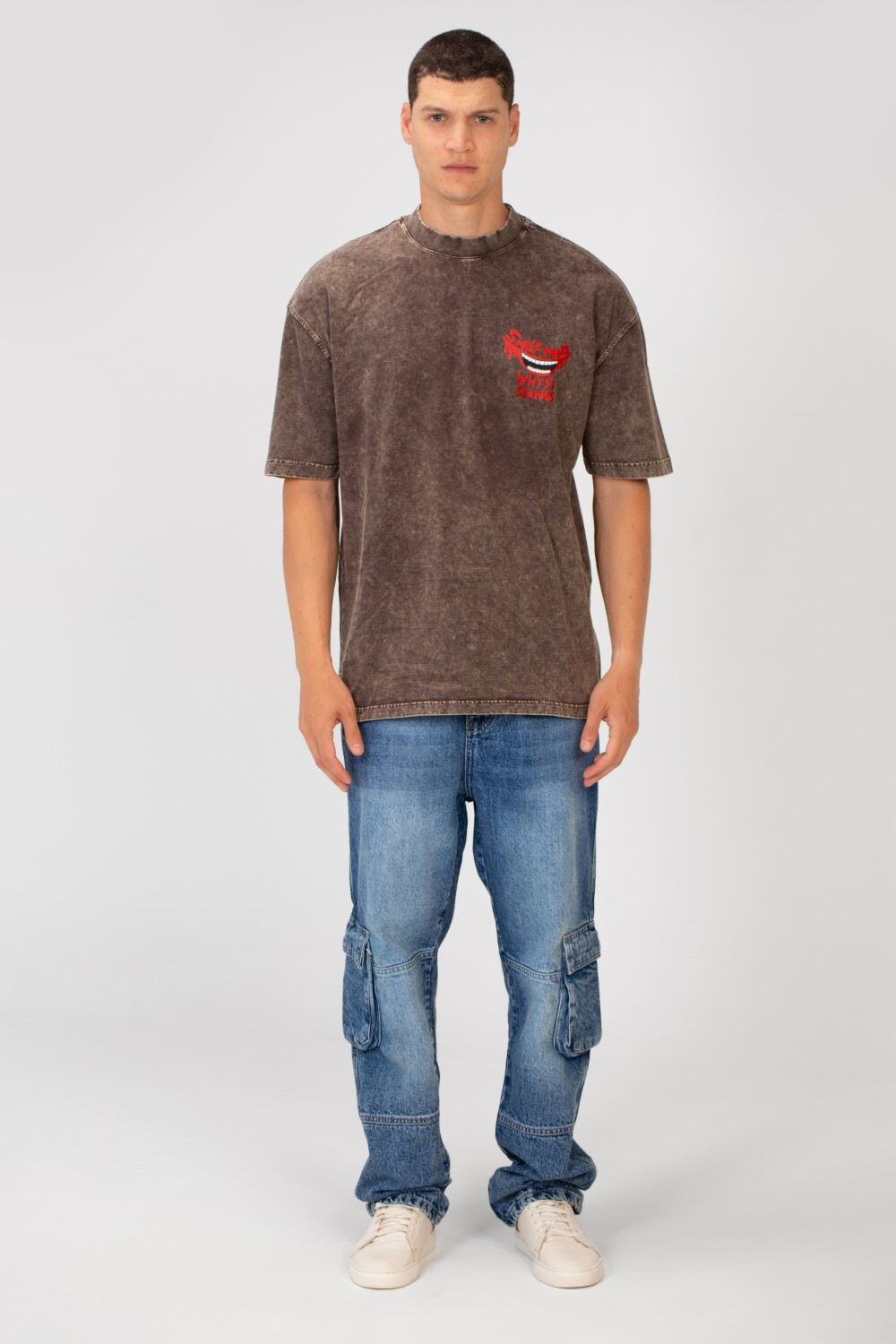 Men's Bolivar Printed Washed Oversized Round Neck Short Sleeves T-Shirt