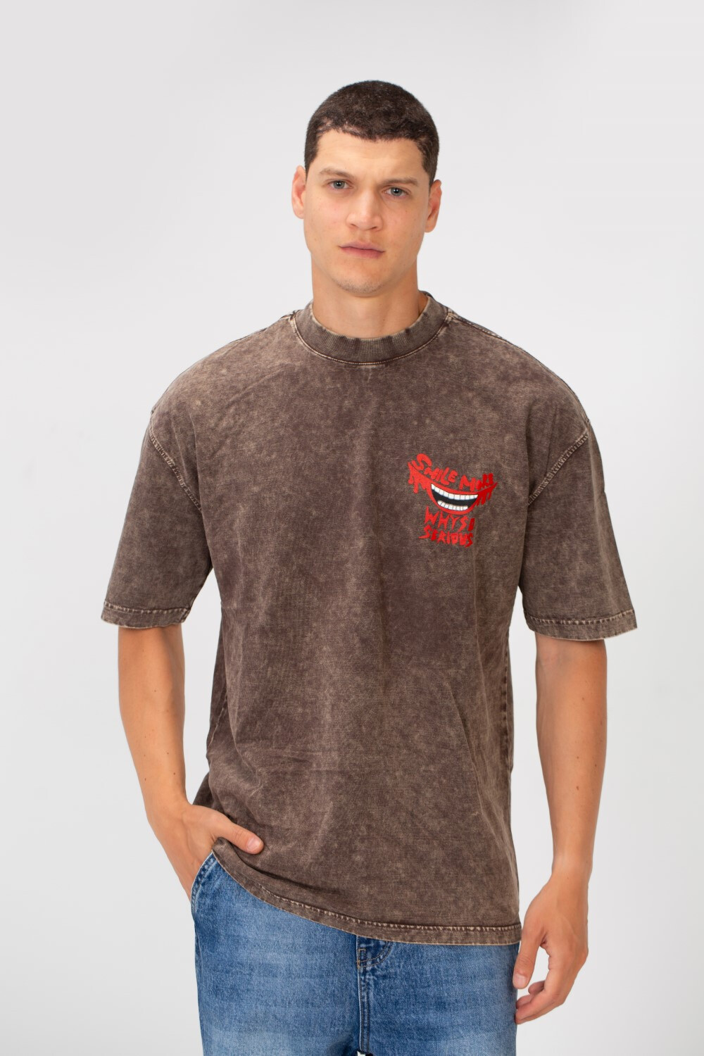 Men's Bolivar Printed Washed Oversized Round Neck Short Sleeves T-Shirt
