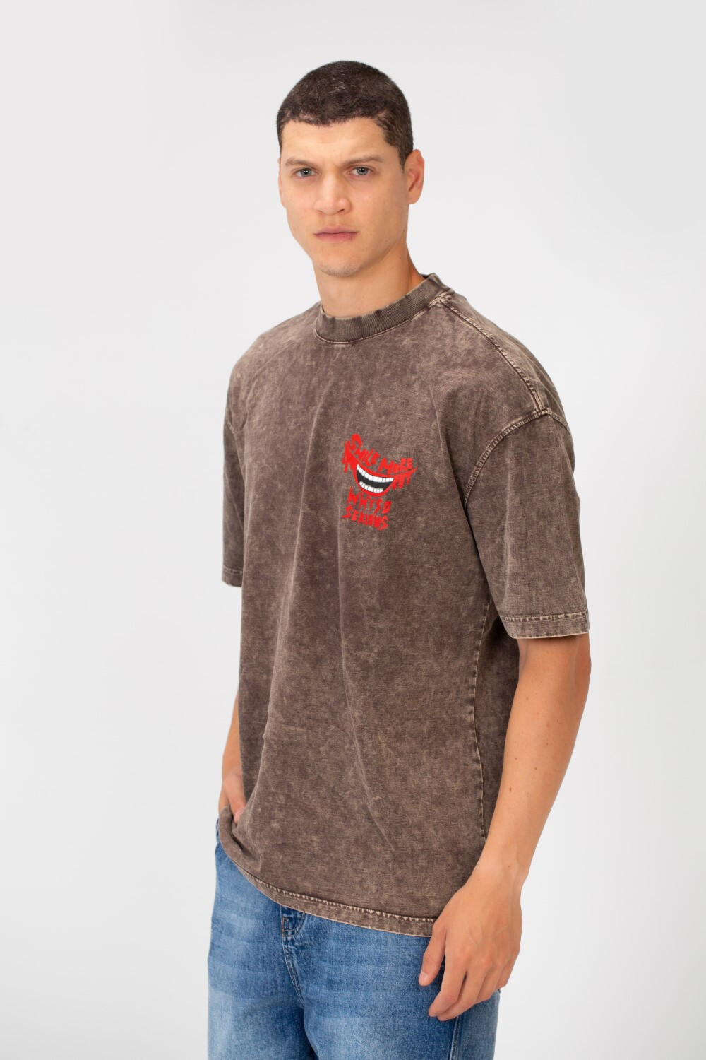 Men's Bolivar Printed Washed Oversized Round Neck Short Sleeves T-Shirt