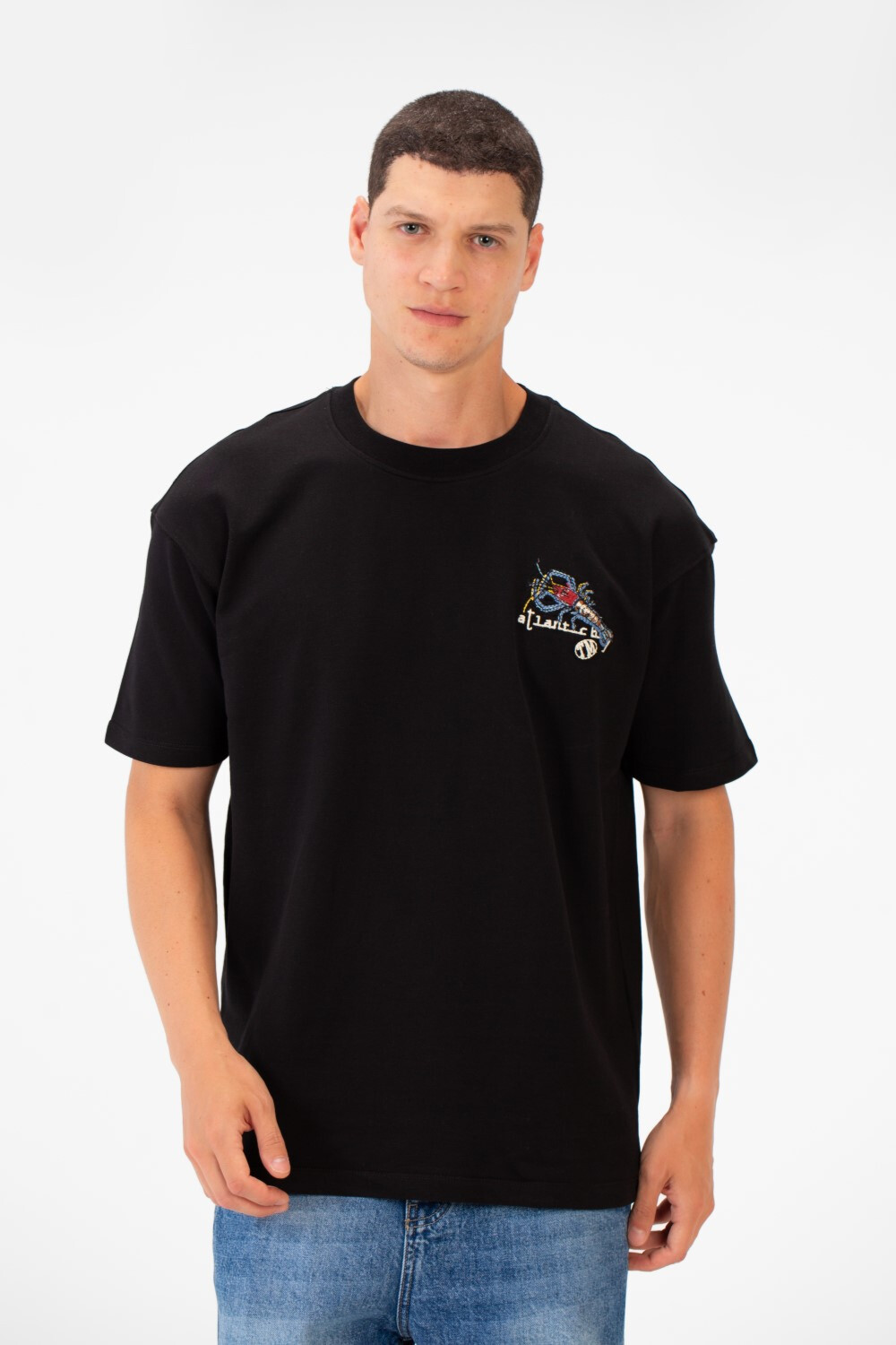 Men's Regular Fit Round Neck Short Sleeves Front & Back Printed T-shirt