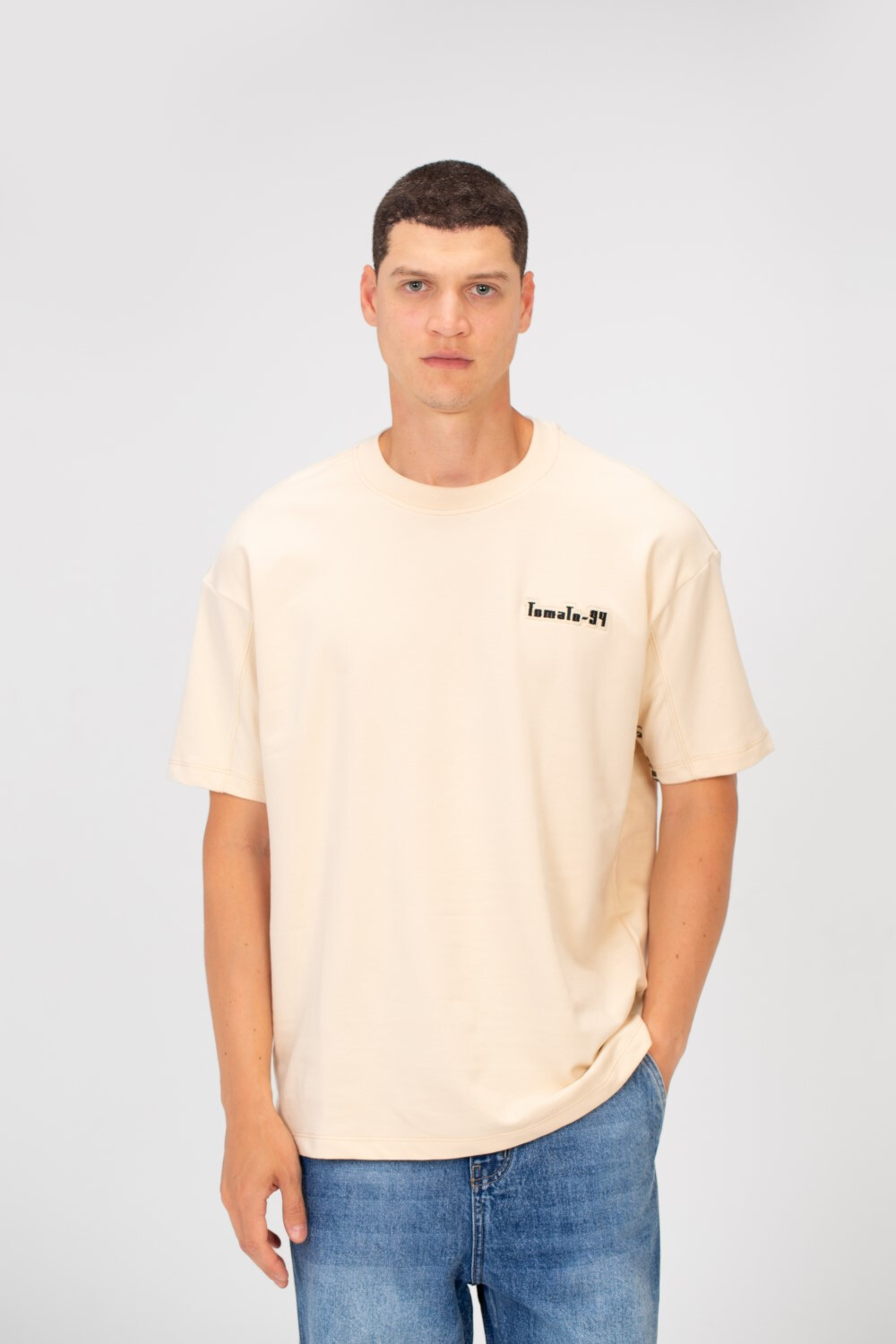 Men's Summer Melton Regular Fit Short Sleeves T-Shirt With Front Tomato Print