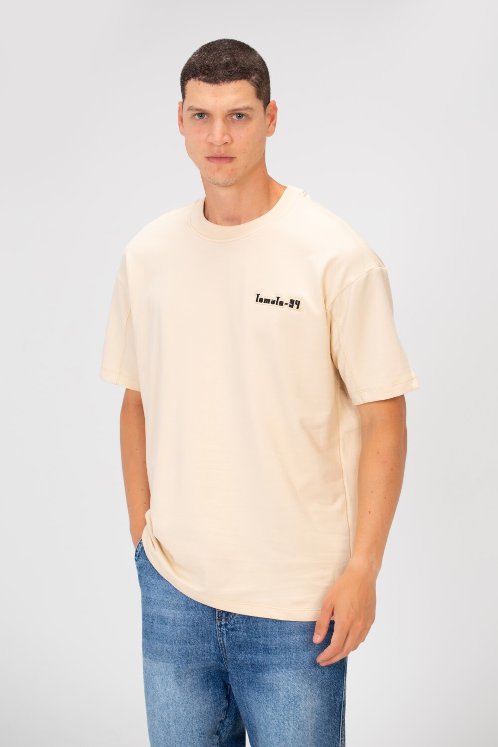Men's Summer Melton Regular Fit Short Sleeves T-Shirt With Front Tomato Print