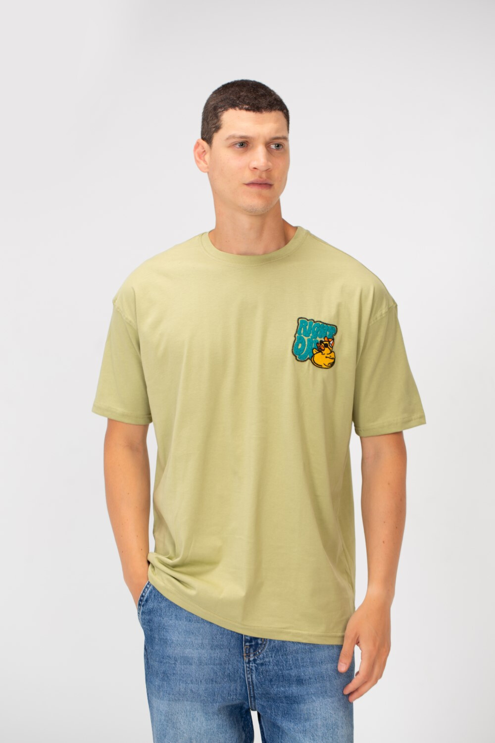 Men's Regular Fit Round Neck Short Sleeves T-shirt With Text & Cartoon Print