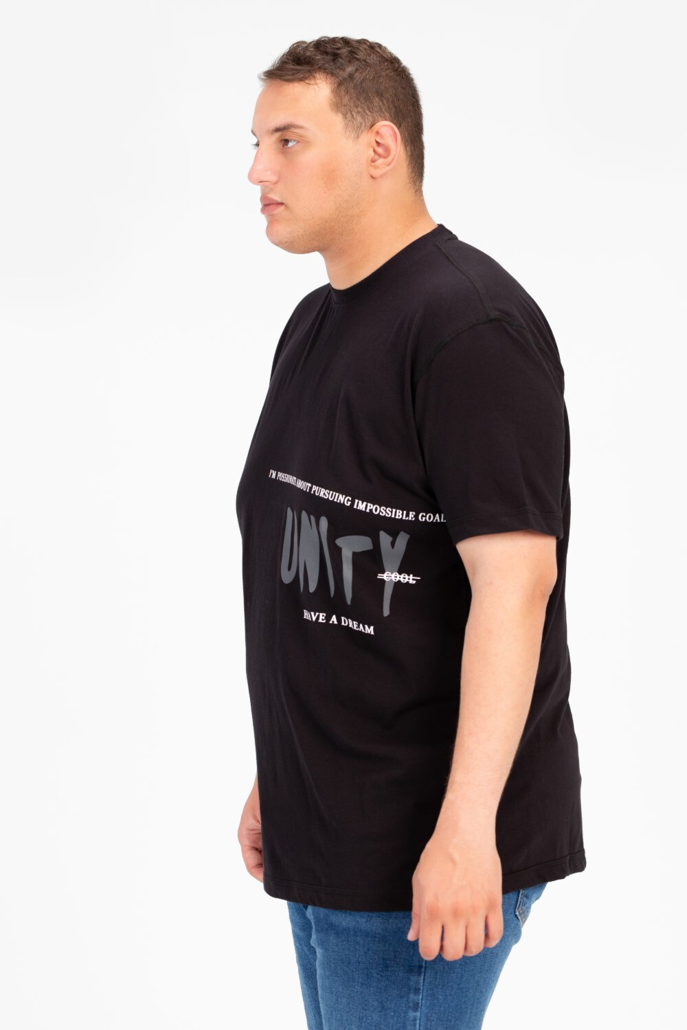 Men's Big Size Round Neck Front Print Half Sleeves T-shirt