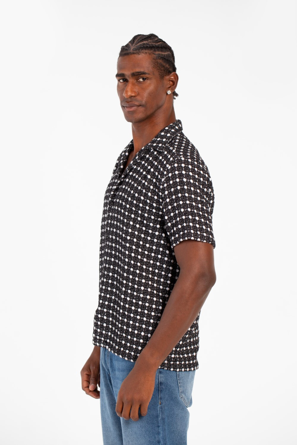Men's Dotted Short Sleeve Slim Fit Shirt In High Quality Modern Design