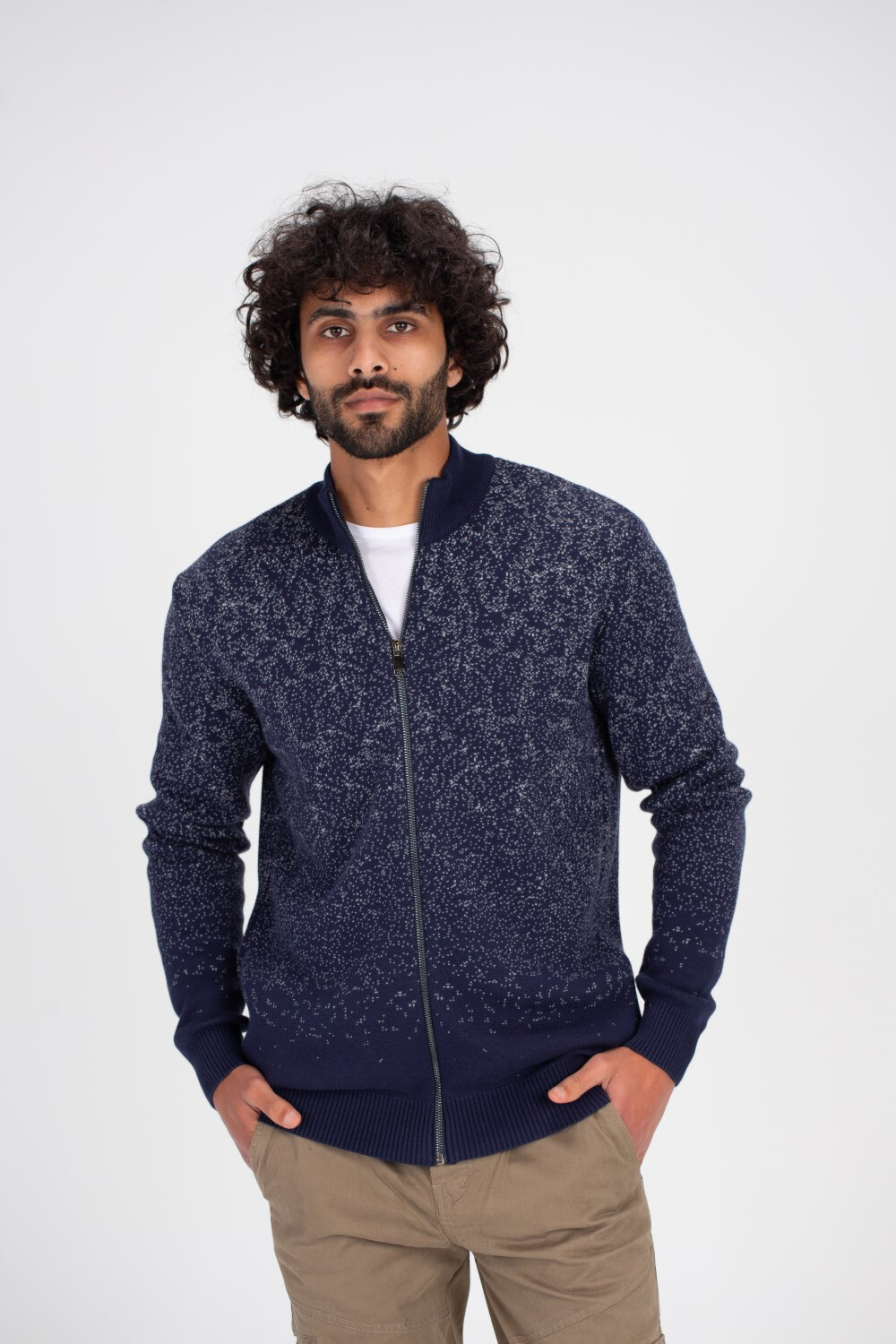 Men's Regular Fit Full Zipper Unique Style Comfort  Wool Pullover
