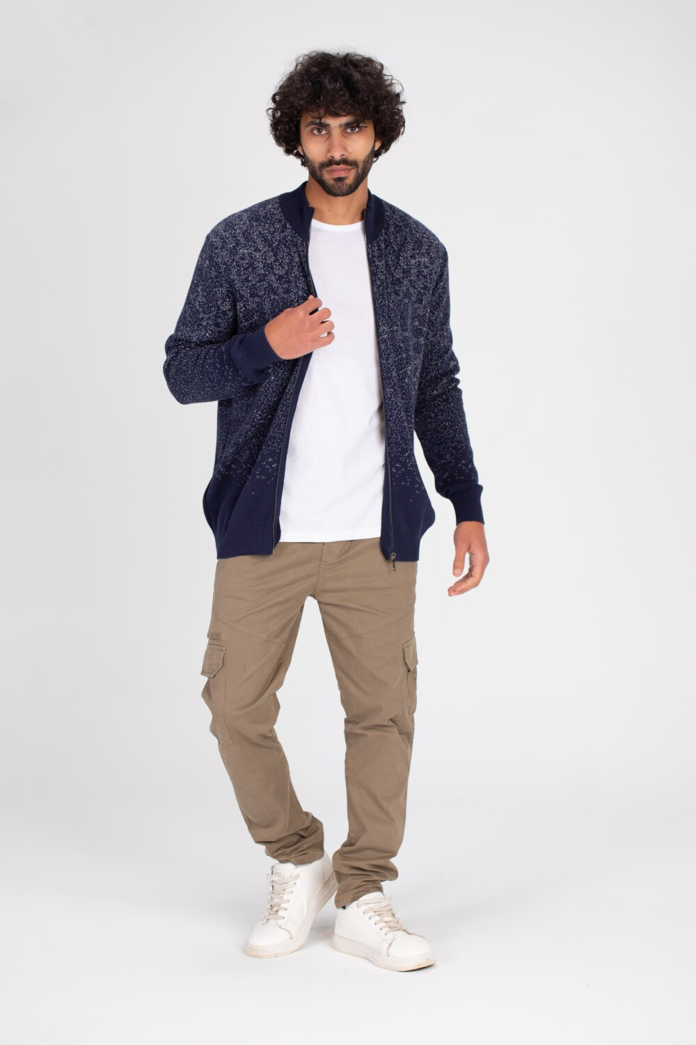 Men's Regular Fit Full Zipper Unique Style Comfort  Wool Pullover