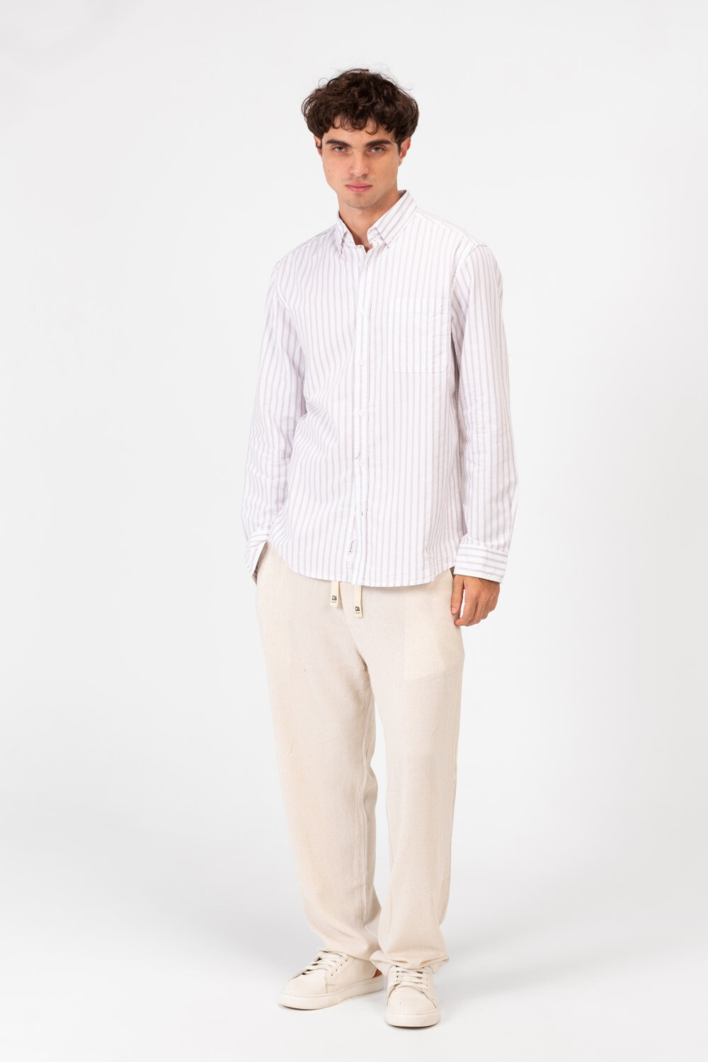 Men's Striped Regular Fit Long Sleeve Shirt With Front Pocket