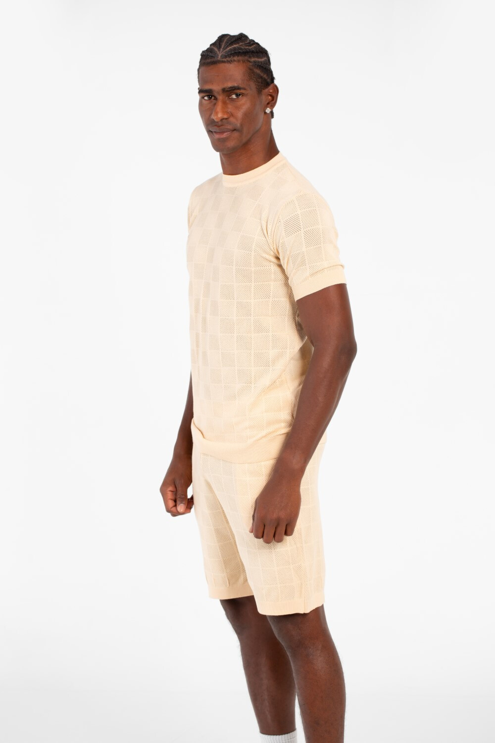 Men's Slim Fit Mesh 2 Piece Outfit Set Short Sleeve T-Shirt And Short