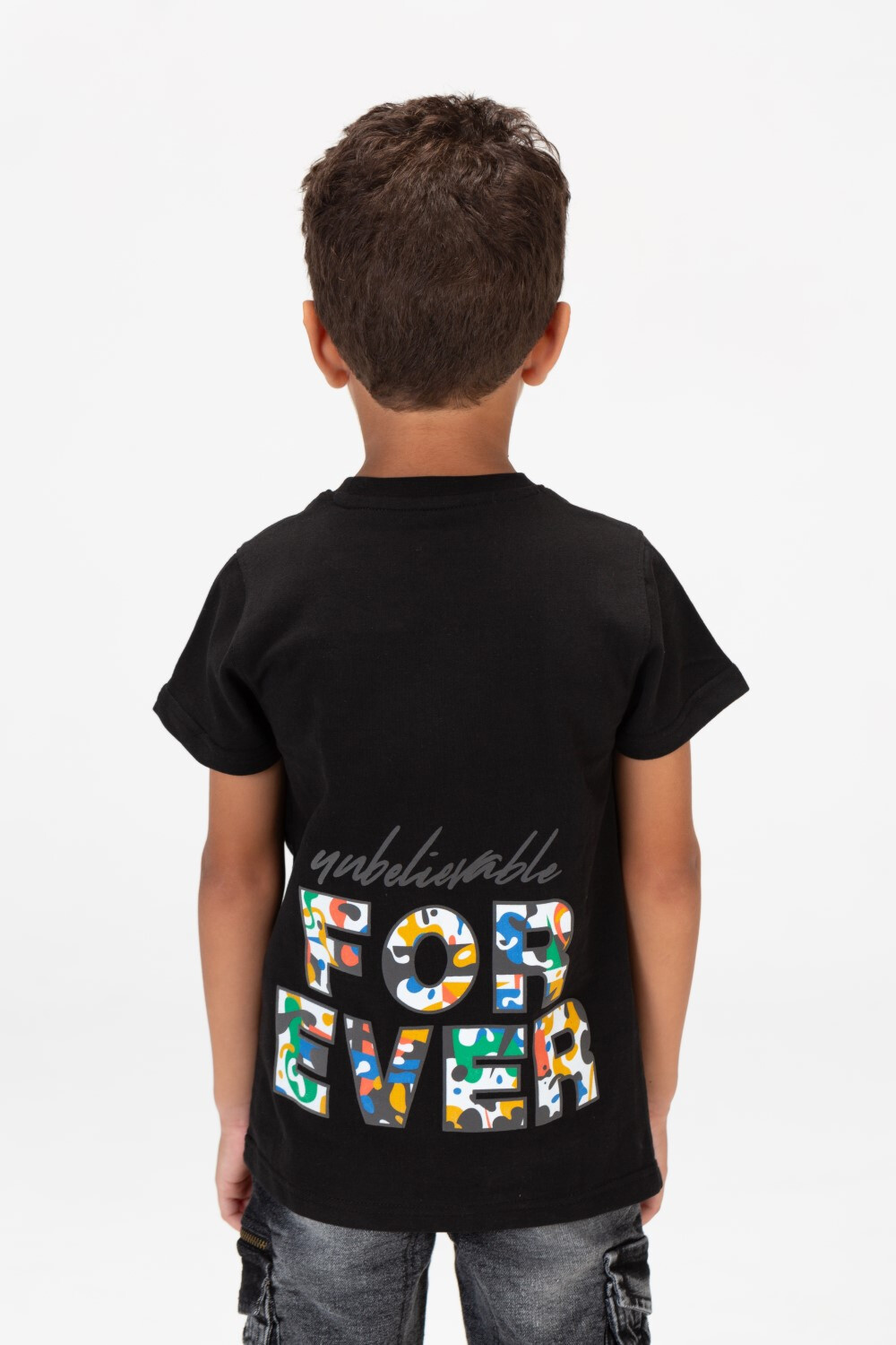 Boys Round Short Sleeves T-Shirt With Forever Print Front And Back