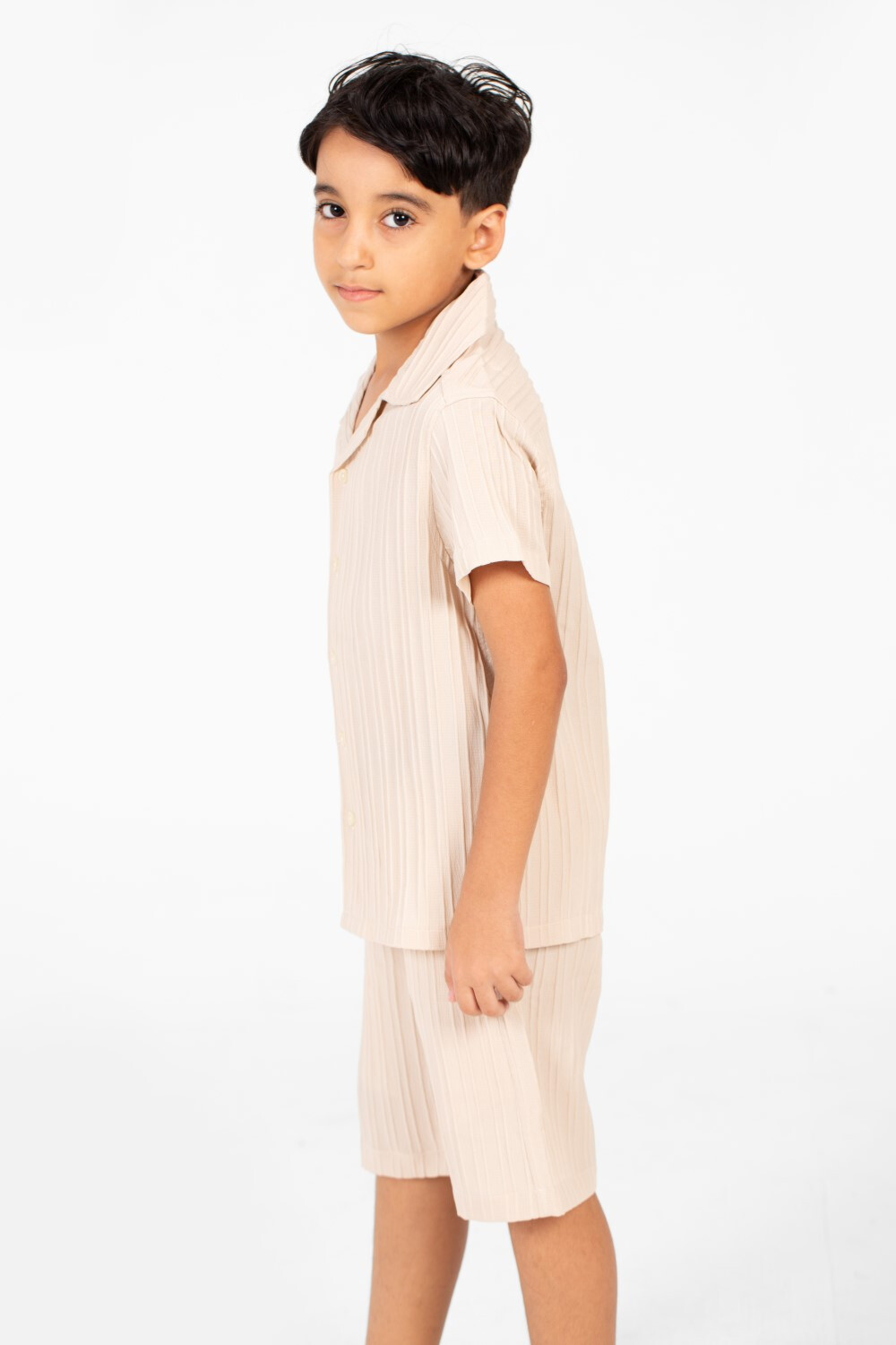 Boy's Basic Modern Outfit Half Sleeve Shirt And Short