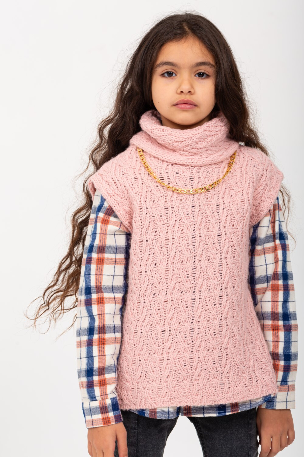 Girl's Long Sleeve Wool High Neck Regular Fit Outfit With under Shirt
