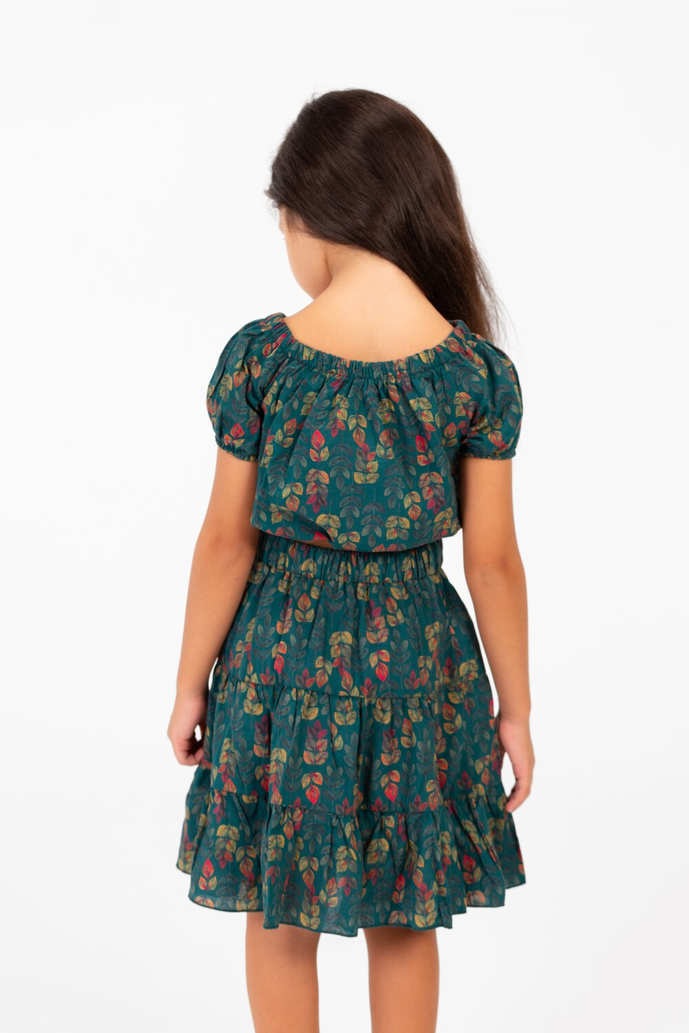 Girl's Summer Wooded Cotton Outfit Set Skirt And Blouse With A Modern Casual Design