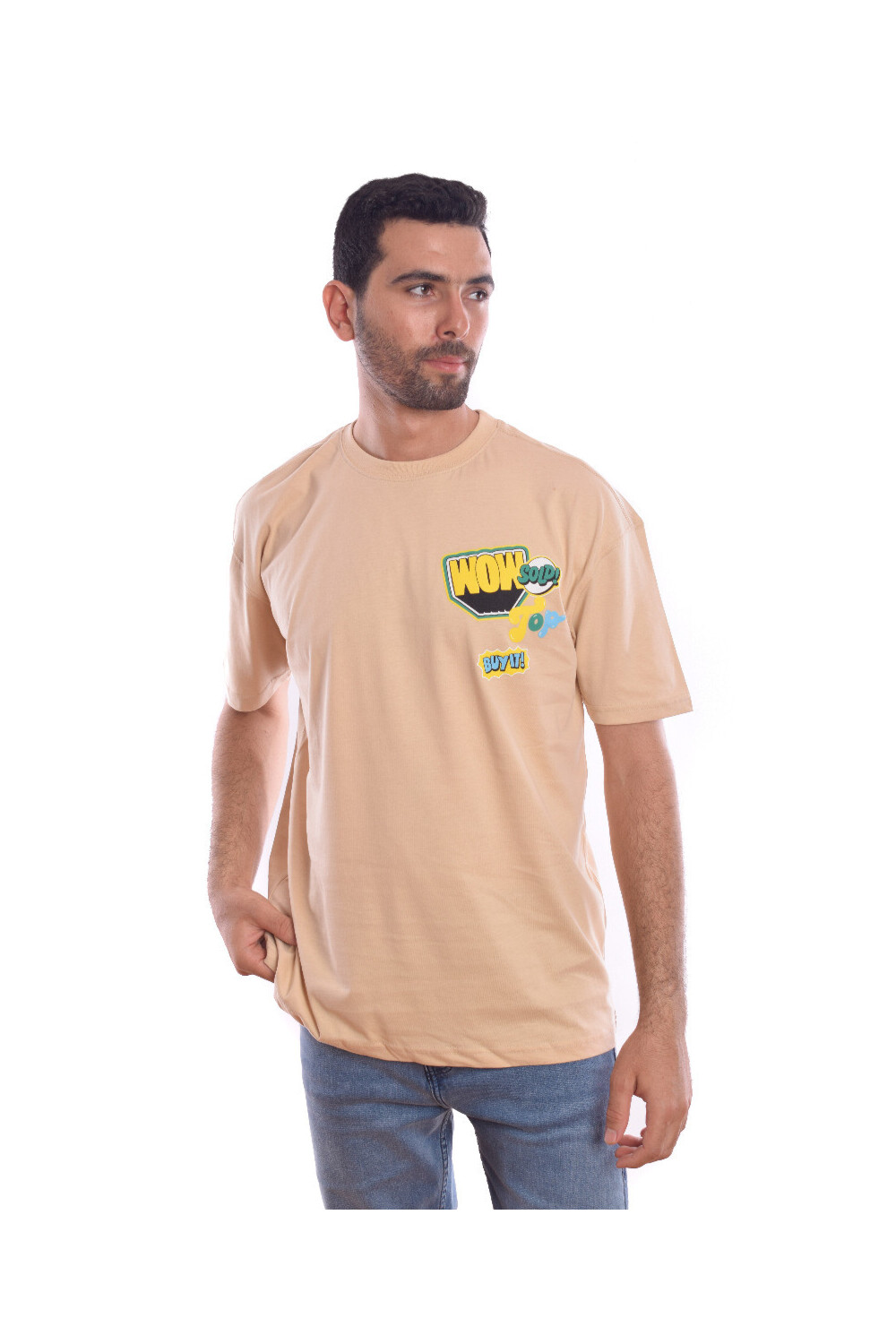 Men's Front & Back Printed Design Over Size Comfort Cotton T-shirt