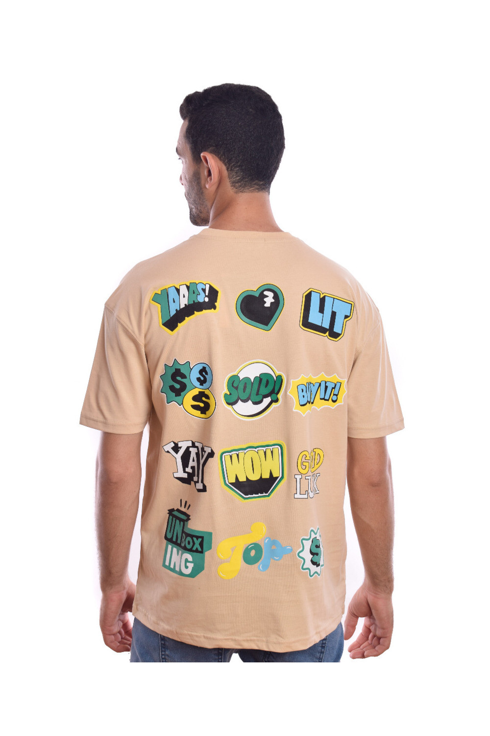 Men's Front & Back Printed Design Over Size Comfort Cotton T-shirt