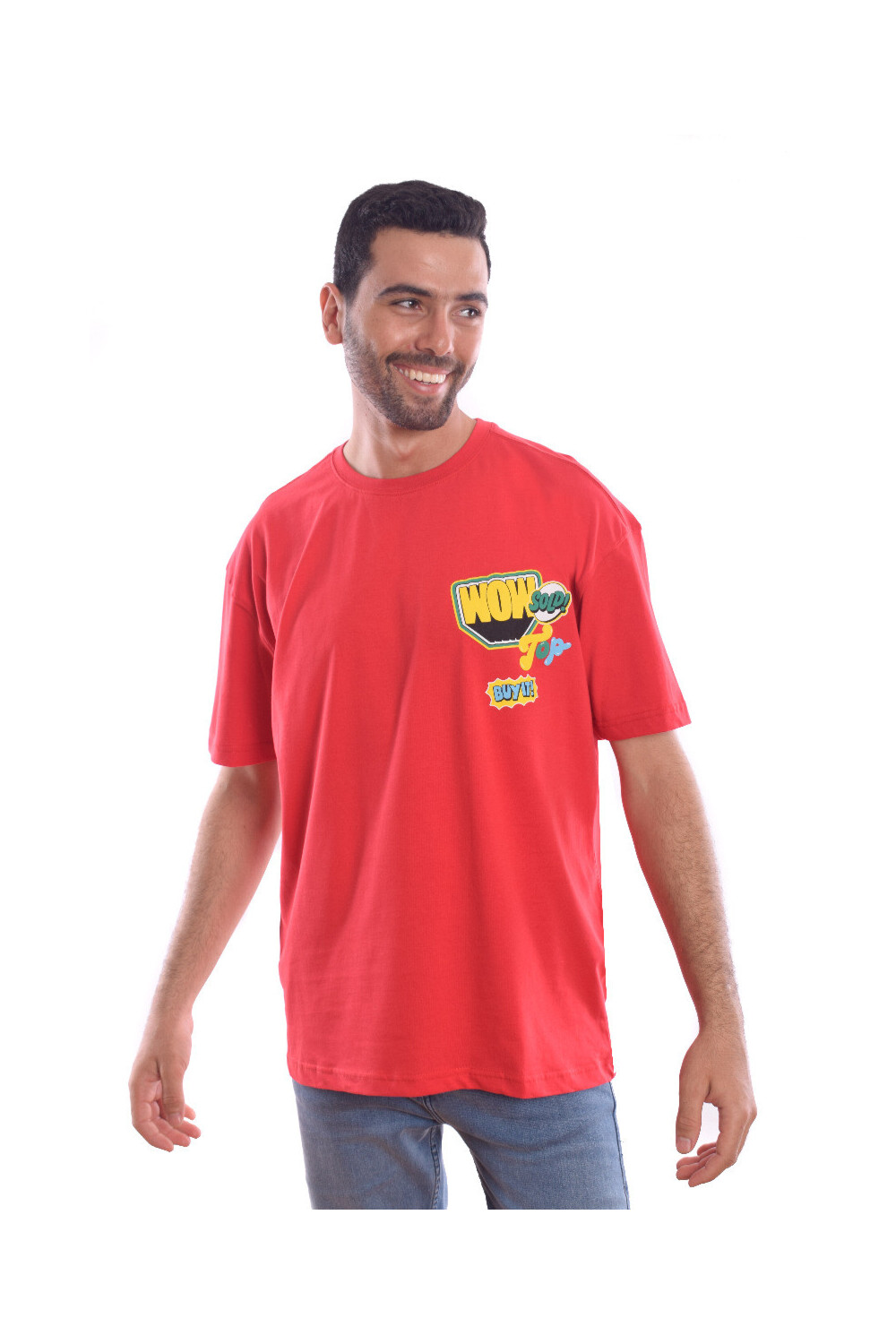 Men's Front & Back Printed Design Over Size Comfort Cotton T-shirt