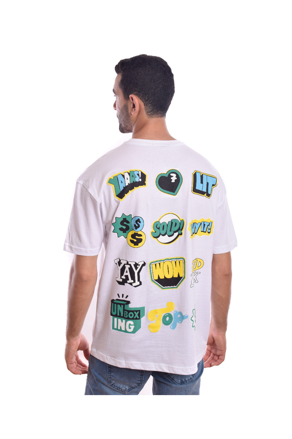 Men's Front & Back Printed Design Over Size Comfort Cotton T-shirt