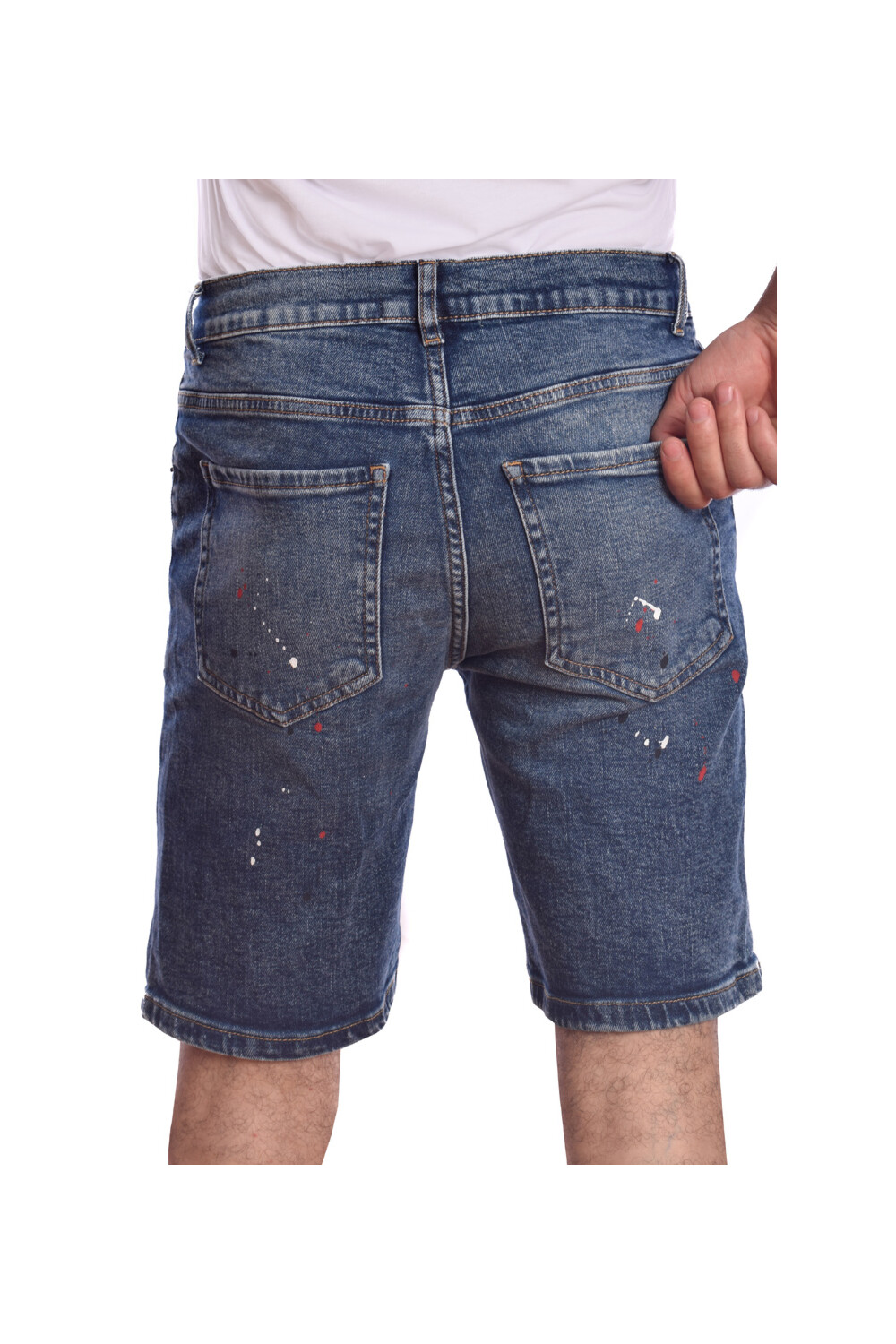 Men's Slim Fit Cutting Details Unique Jeans Shorts