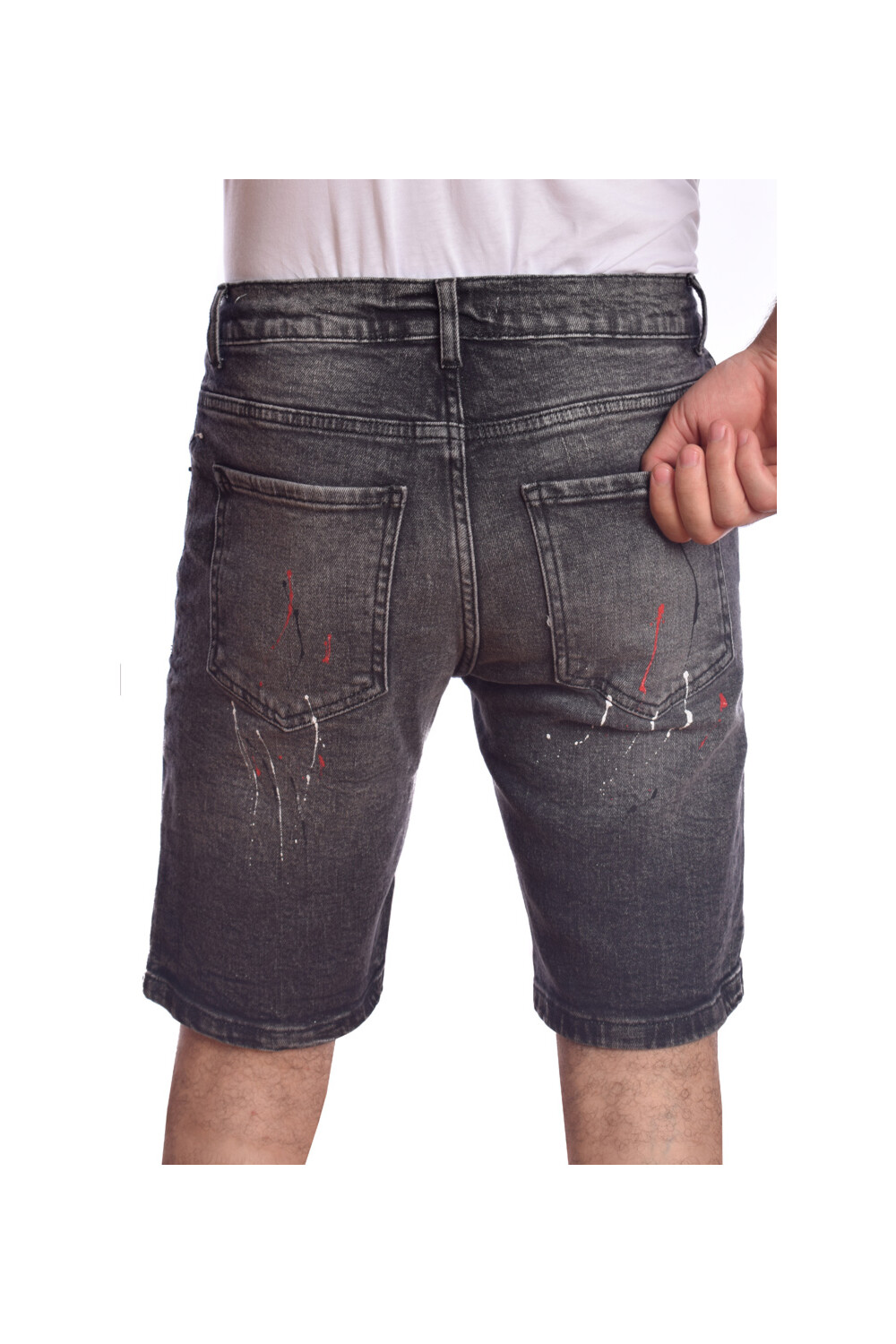 Men's Slim Fit Cutting Details Unique Jeans Shorts