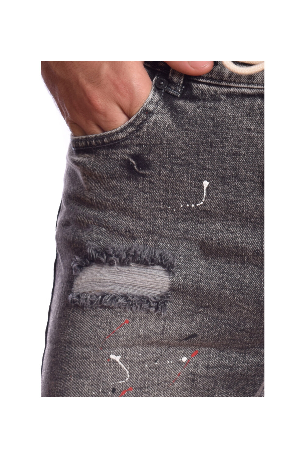 Men's Slim Fit Cutting Details Unique Jeans Shorts