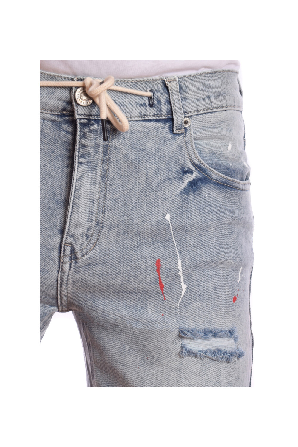 Men's Slim Fit Cutting Details Unique Jeans Shorts