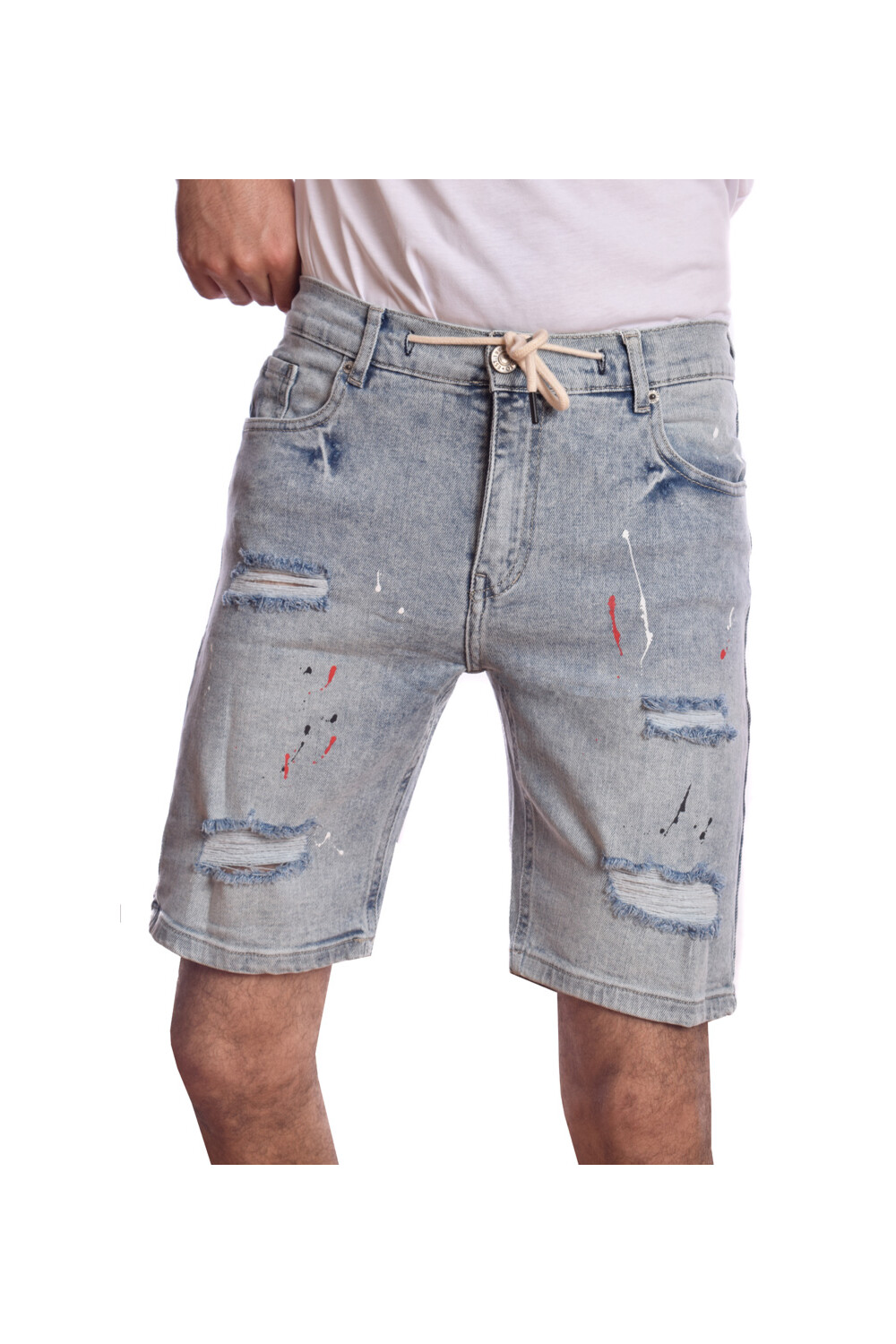 Men's Slim Fit Cutting Details Unique Jeans Shorts