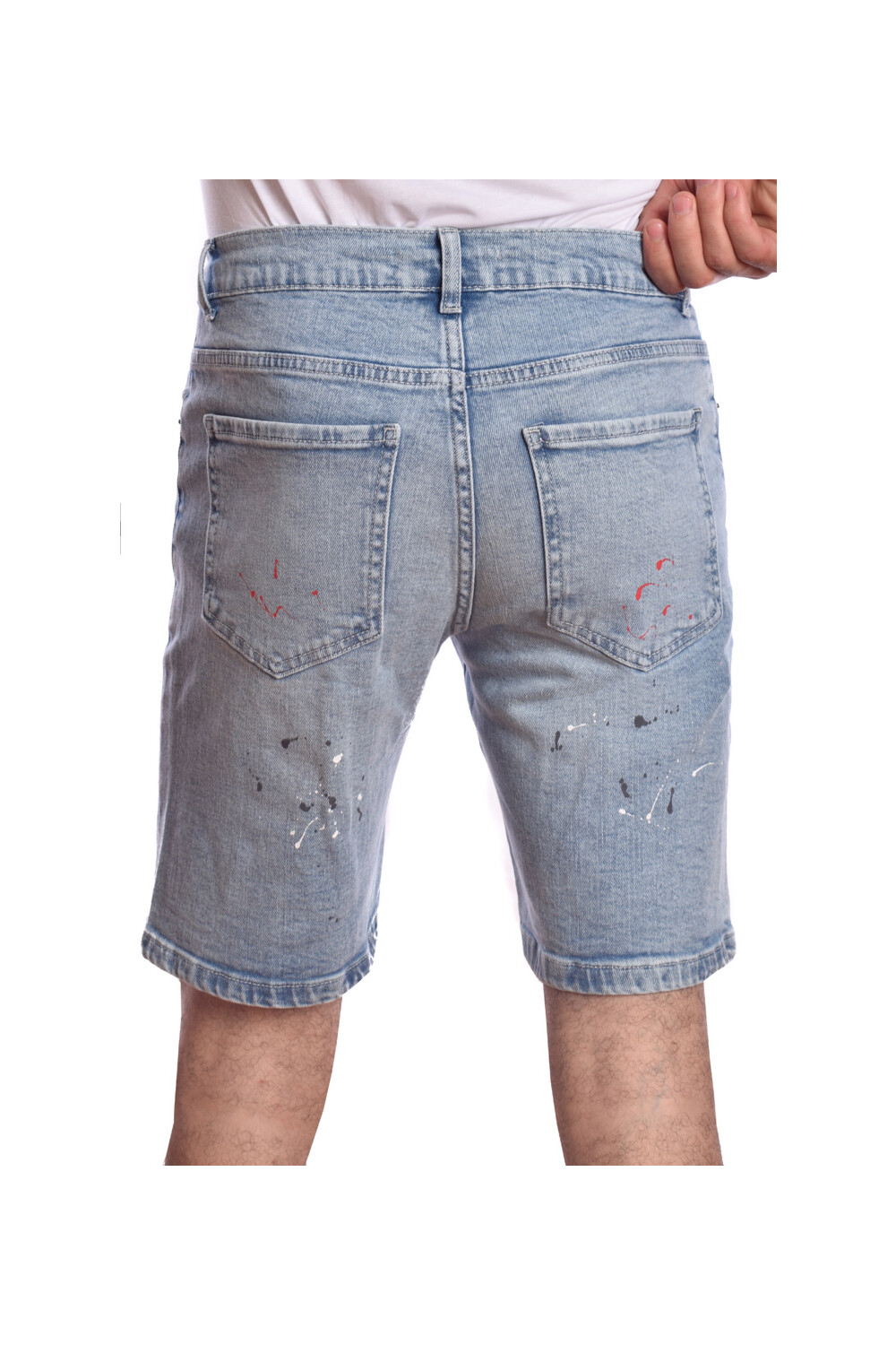 Men's Slim Fit Cutting Details Unique Jeans Shorts